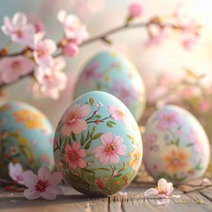 Fototapeta premium Ostereier mit floralen Mustern