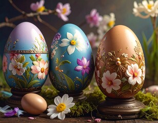 Fototapeta premium Ostereier mit floralen Mustern