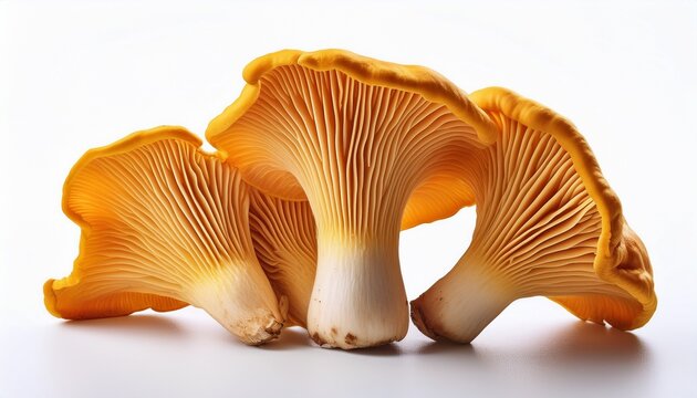 chanterelle mushroom closeup isolated on white background format