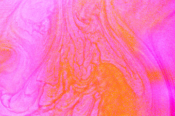 Shimmering multicolor abstract background. Liquid glitter paint texture waves and swirls. Beautiful...