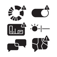 UI Error & Warning Icon Set &ndash; Loading, Toggle, Chart Alert, Brightness Control and Chat Issue Symbols