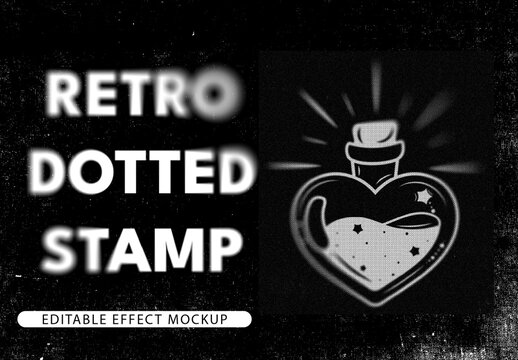 Black And White Halftone Stamp Mockup
