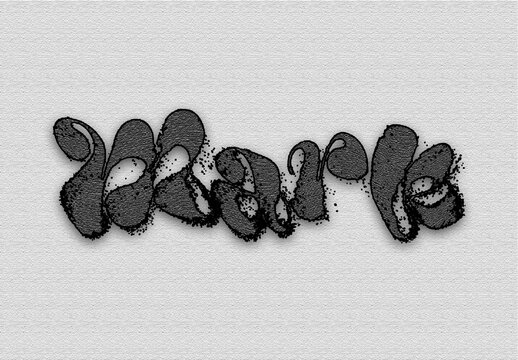 Black Ink Sketch Stamp Text Effect Grunge Rough Font