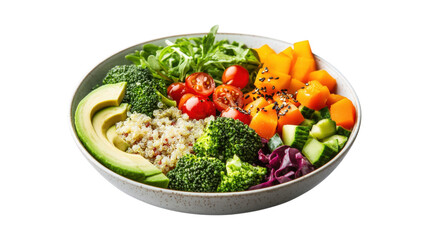 Nourishing buddha bowl with fresh avocado quinoa broccoli and juicy cherry tomato