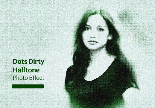 Green And Black Dots Dirty Halftone Photo Effect