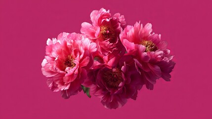 Obraz premium A vibrant bouquet of pink flowers against a solid pink background