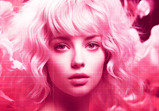 Pink Retro Duotone Printer Photo Effect