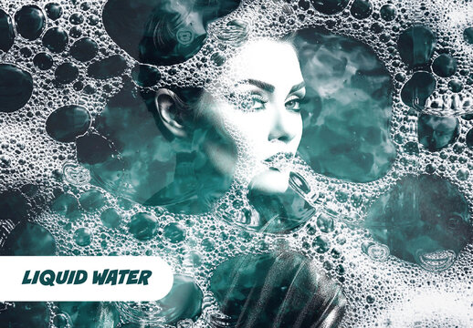 Liquid Water Bubble Text And Logo Mockup
