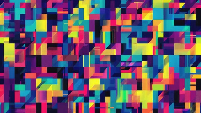 A vibrant pattern of colorful squares and rectangles