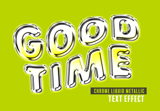 White And Green Chrome Liquid Metallic Text Effect Glossy Shiny Bold Font