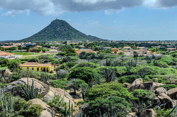 Aruba Landscape Featuring Hooiberg, a Conical Hill Resulting from Older Volcanic Activity © Peter Herrem