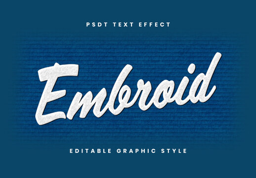 Fabric Script Stitched Embroidery Text Effect