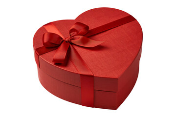 Red Heart-Shaped Gift Box with Ribbon in Romantic Style and Soft Lighting for Valentines Day
