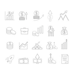 Outline business icon set. Business and finance icons. Set of outline business icons.