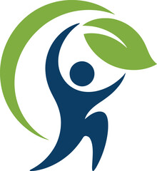 Obraz premium Eco friendly symbol with a person holding a green leaf representing nature and sustainability