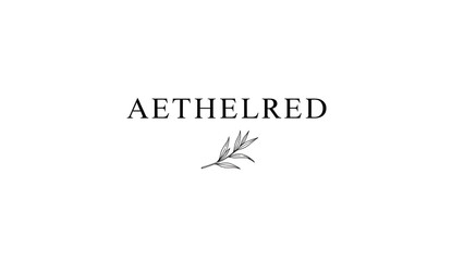 Obraz premium Aethelred text with leaf isolated on a transparent background