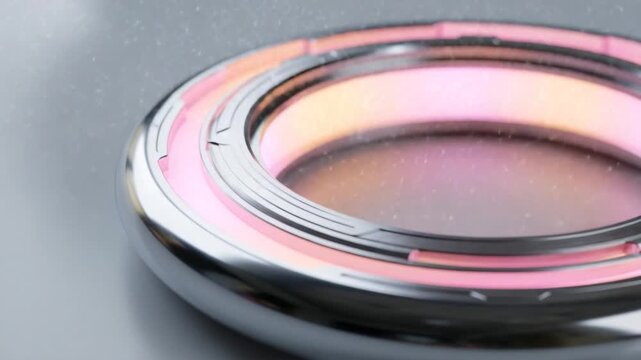 Abstract Ring Light: An abstract view of a sleek, ring-shaped light fixture with captivating gradients, casting a mesmerizing glow in a clean, modern setting.