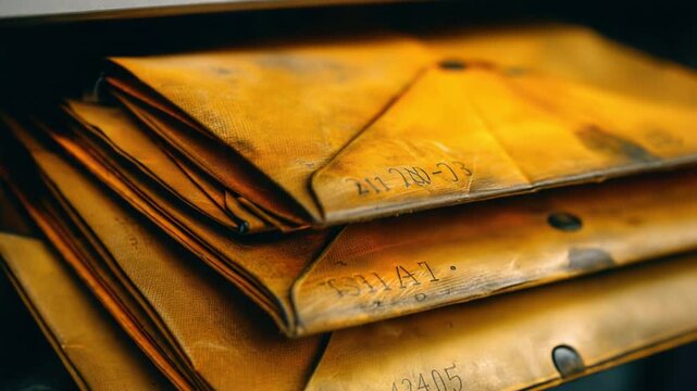 Stacked brown envelopes on a surface