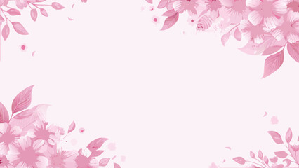 Fototapeta premium Pink cherry blossom flowers falling on soft pastel background spring season wallpaper
