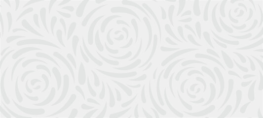 Gray swirling floral pattern on white background