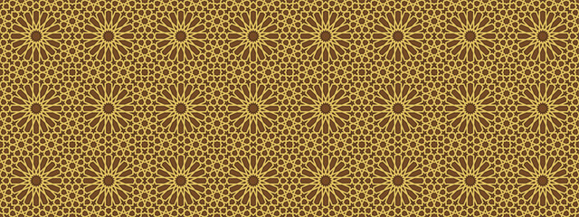 golden floral pattern with geometric shapes