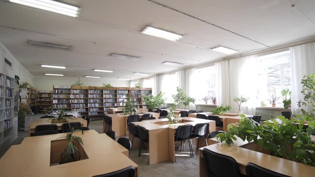 Library Setting In Reading Room in School, College, University
