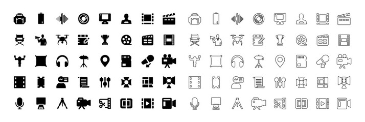 Professional cinema and video production icon set