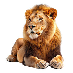 Obraz premium Male Lion Lying Down isolated on transparent background