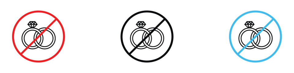 No marriage, engagement icon vector. No jewelry allowed symbol. vector illustration.