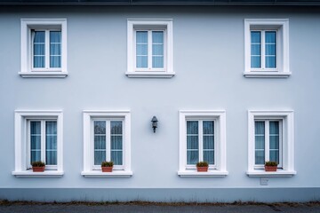 Fototapeta premium Quiet neighborhood with windowed walls and pots