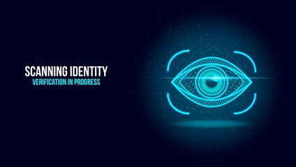 Advanced Biometric Identity Verification Interface with Scanning Retinal Eye HUD