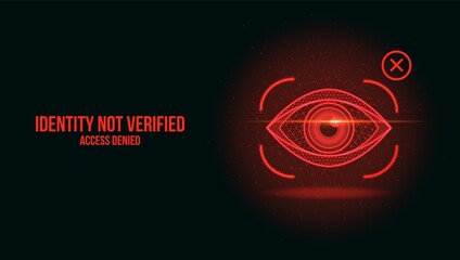 Red Biometric Retina Scan Interface with Access Denied Alert