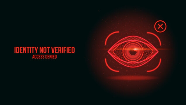 red biometric retina scan interface with access denied alert