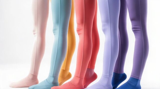 A collection of vibrant leggings in various colors and patterns