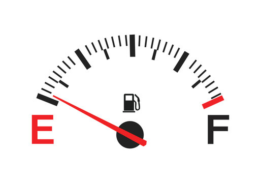 Fuel gauge indicator empty isolated on transparent background car dashboard measurement