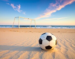 Beach soccer at sunset - A perfect blend of sport and nature.