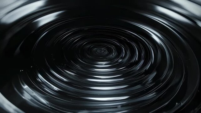 Dark, abstract, swirling, metallic ripples fading into a central point