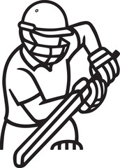 Cricket Batsman Playing Shot Action Vector