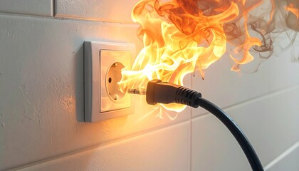 Electrical Outlet Fire Hazard - A Dangerous Situation Unfolding.