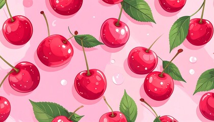 Vibrant Cherry Pattern - A Sweet and Colorful Design.