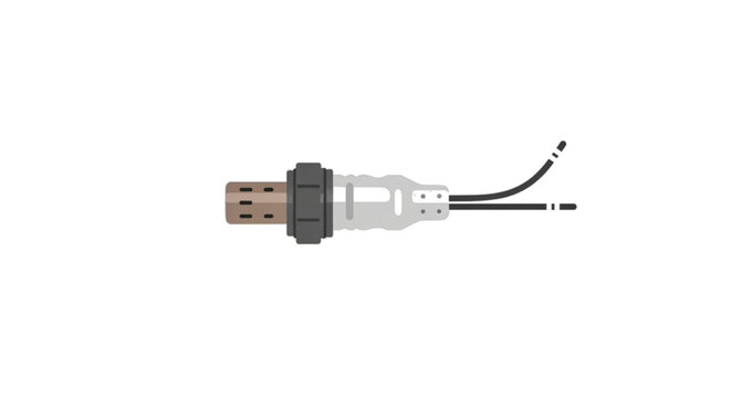 Automotive oxygen sensor with connector, clean vector illustration isolated on white