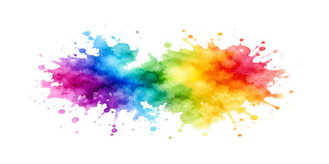 Fototapeta premium Artistic watercolor background featuring colorful paint splashes and ink splatters on a grunge paper texture with an abstract rainbow brush pattern and decorative vector illustration elements