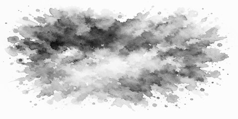Fototapeta premium Abstract black ink splat and grunge splashes merge with white smoke and blue clouds to create a motion texture of night fog against a light sky landscape