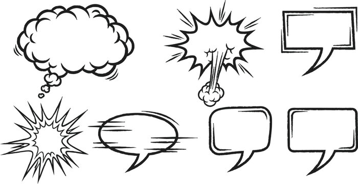 Comic book speech bubbles and explosion effects