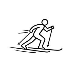 Fototapeta premium Cross-Country Skiing Icon – Winter Sport Line Drawing