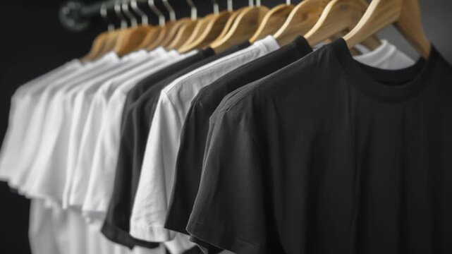 Video Row of casual tees on a rack, ready to be worn or stored