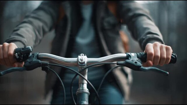 Bicycle handlebars close up