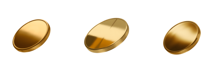 Collection of Golden coins on transparent background