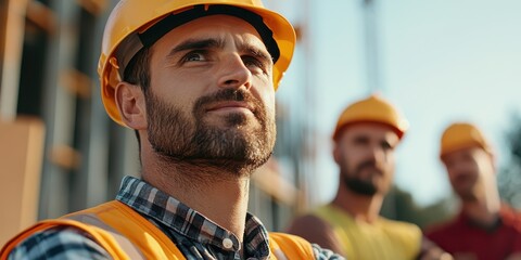 Focused planning at a construction site by engineering professionals