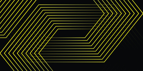 Futuristic Black Background with Vibrant Yellow Linear Geometry © Ahsan